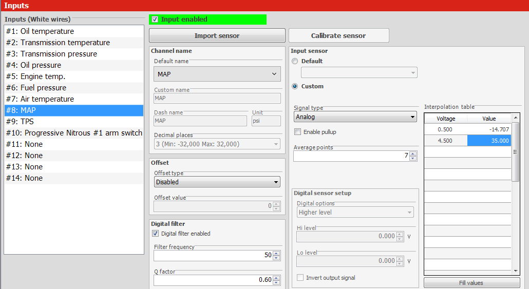 fueltech 3.5 bar map sensor scale