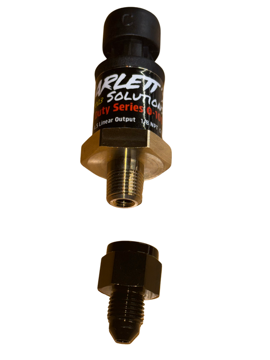1/8 NPT Female to 3AN Male Adapter by Scarlett's Solutions with a black anodized finish.