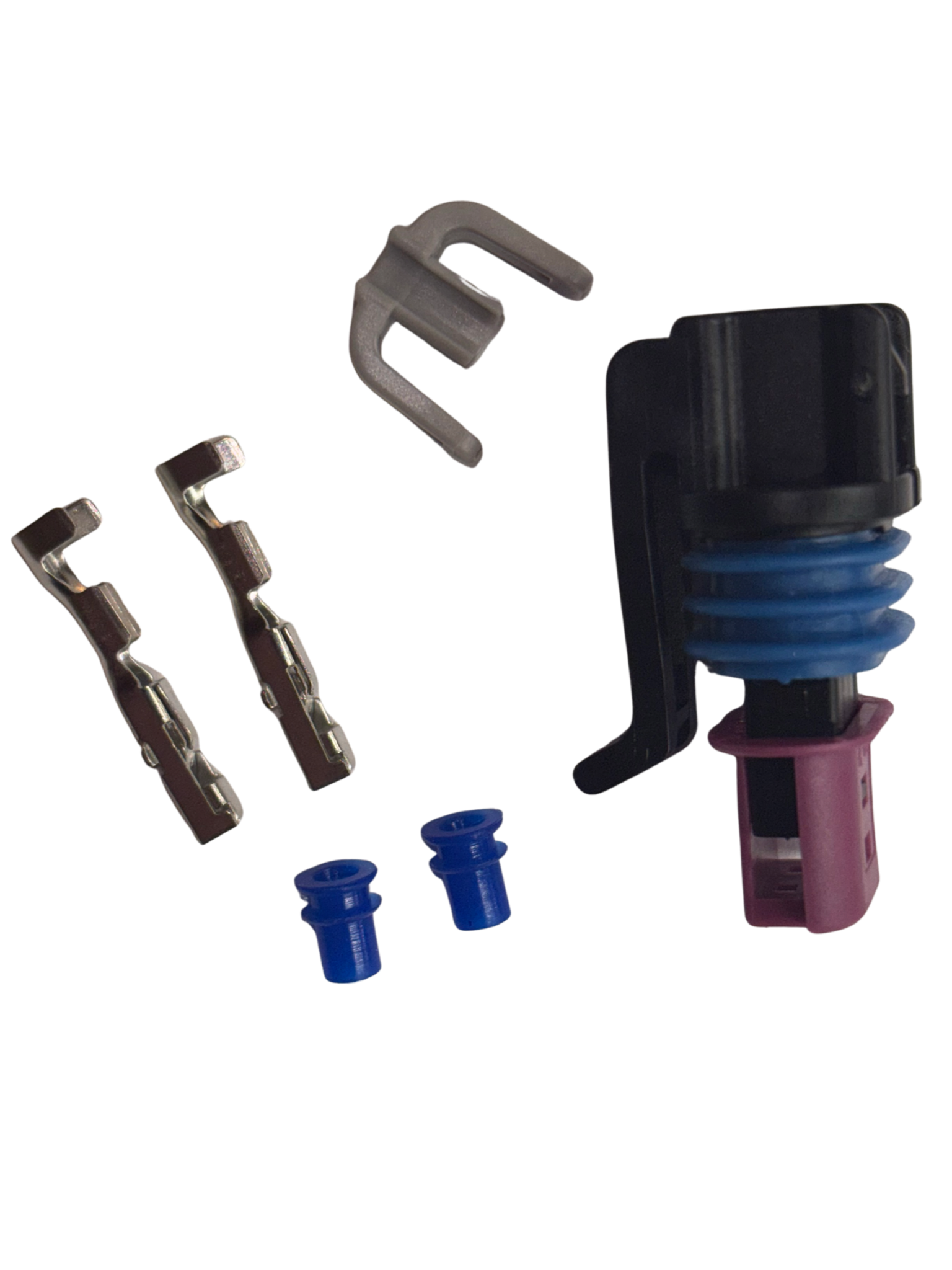 GM coolant temperature connector with pins, seals, and housing for high-quality fluid temperature sensors.