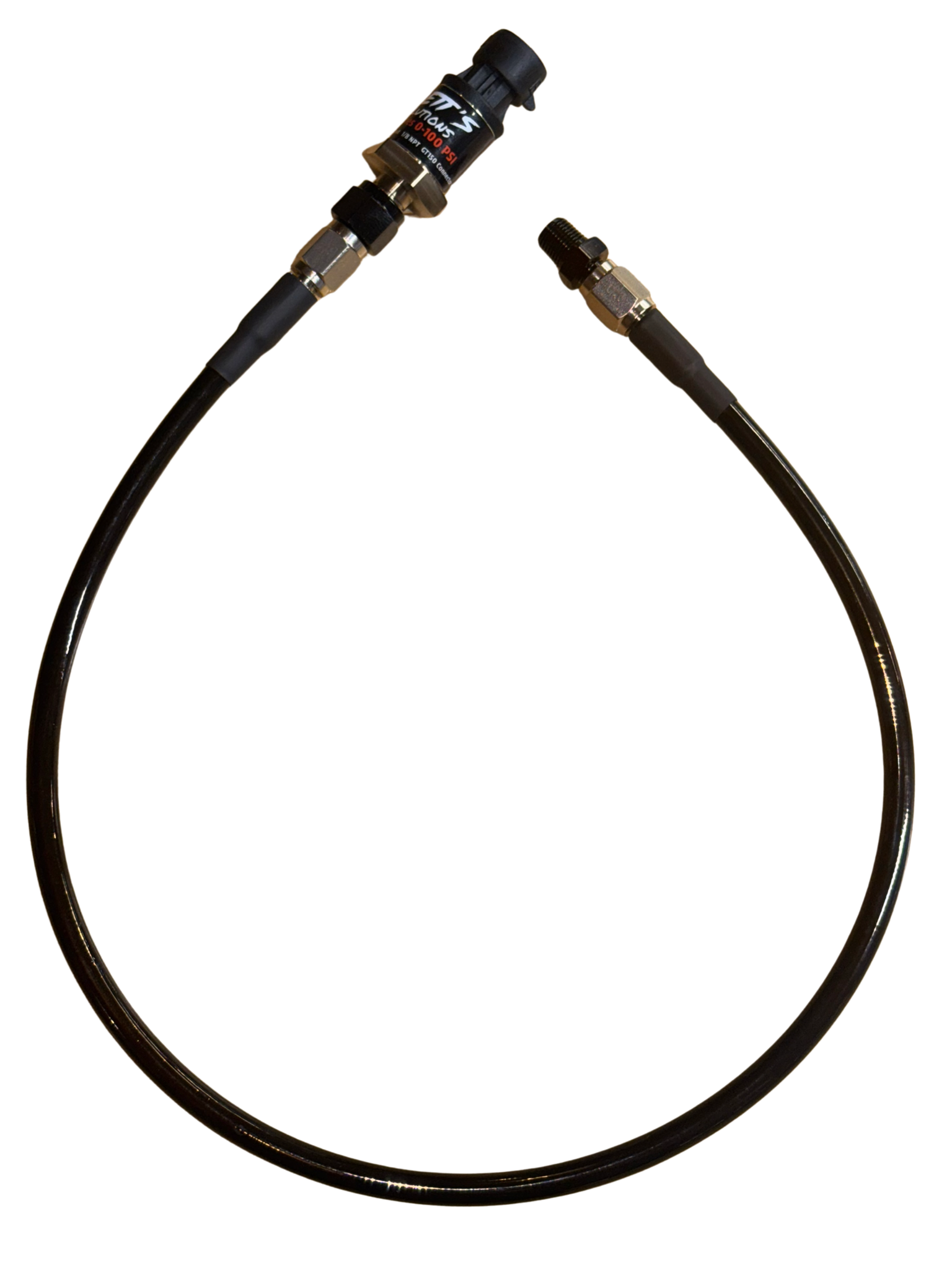 Sensor leash line kit with fittings featuring a 24 inch AN line and high-quality adapters for remote mounting.