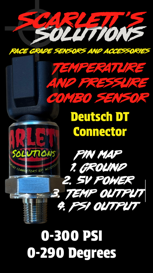 Temperature and Pressure Sensor - Deutsch, 300 psi, 0-290 degrees